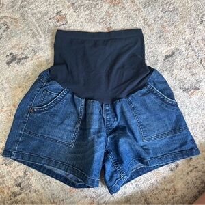Maternity denim shorts size large for women over the belly summer shorts mother